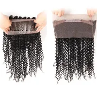 Brésilien Virgin Virgin Remy Cheveux 360 Dentelle Frontale Droit Kinky Curly Produit Naturel Noir Couleur 130% DeNity