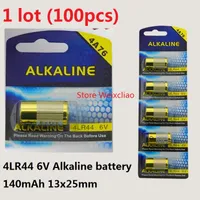 100pcs 1 lot 4LR44 476A 4A76 A544 V4034PX PX28A L1325 6V dry alkaline battery 6 Volt Batteries card Free Shipping
