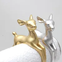 Sevimli Bambi Geyik Yüzük, Ayarlanabilir 3D Hayvan Yüzükler Matt Altın Gümüş Renk Kadınlar Çocuklar En Iyi Yılbaşı Hediyeleri