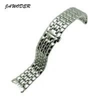 Jawoder Watch Band 14 18 20mm Pure Solid Curved End Rostfritt Stål Alla Polering Watch Rem Deployment Spänne Armband för LON