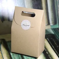 Wholesale- Free Shipping Gift Paper Box with Handle Party Favor Craft Candy Bakery Cookie Biscuits Packaging Cardboard Boxes