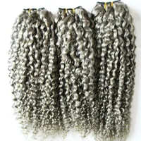 3 Bundles Human Human Hair Kinky Grey Grey Extensions 300g 3pcs Curly Weave Human Hair Doppia trama