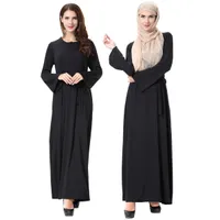 Muslimska kvinnor långärmad dubai klänning maxi abaya jalabiya islamiska kvinnor klänning kläder robe kaftan marockansk mode bundet klänning