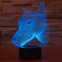 USB بالطاقة 7 ألوان مذهلة الكلب رئيس نماذج الوهم البصري 3D الوهج الصمام مصباح فن النحت تنتج تأثيرات إضاءة فريدة من نوعها