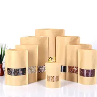 12 tailles 100pcs petit / grand sac en papier kraft sacs d'emballage alimentaire, ziplock café échantillon sacs sacs brun kraft sachet