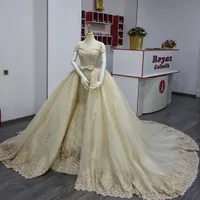 Robes de mariée sirène spéciales avec sur-jupe épaule Sash Bottom Full Lace Applique Robe de mariée charmant Tulle robes de mariée