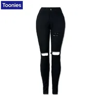 Wholesale- Ripped Jeans For Women Elasticity High Waist Winter Jeans Strench Pencil Skinny Black Jeans Femme Denim Pants Large Size Pants