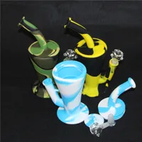 La silicona más nueva Bongs de agua para fumar Burbuja de camuflaje de 10.5 "con una plataforma de aceite conjunta de 18 mm con percolador de panal con vaso de vidrio y tazón