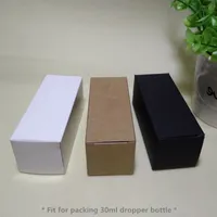 100pcs- 블랙 흰색 크래프트 종이 포장 상자 10/20/30/50/100ml 드롭퍼 에센셜 오일 로션 병 스프레이 화장품 선물 상자
