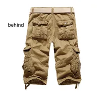 Wholesale-Promotion 2016 Summer Calf-Length Cargo mens shorts Multi-pocket Solid Men Beach Shorts Capris