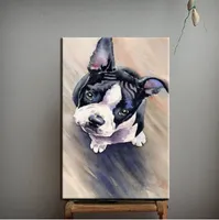 Emoldurado puro handpainted moderno abstrato animal arte pintura a óleo adorável cão, em alta quilty caseiro decoração de parede