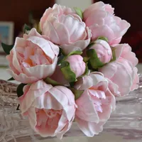Großhandelswirkliche / natürliche PU-Pfingstrosen-Knospenblumenstraußhochzeitsbraut, die Blumenbrauthandgriff hält, blüht dekorative Hauptverzierung freies Verschiffen