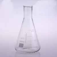 Toptan-300 ml Dar Boyun Borosilikat Cam Konik Erlenmeyer Şişesi Kimya Laboratuvarı