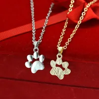 Metal alloy Cute animal cat paw feet necklace gold silver dog claw paws shaped pendant necklace women girl&#039;s fashion jewelry