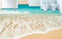 カスタマイズされた3Dフロアリングビーチシーサイド写真壁紙3D立体3D床タイル自己粘着壁紙