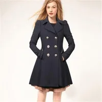 Женщины Пальто зимней траншеи мода твердой пальто с твердым пальто с поворотом тонкая верхняя одежда кнопка черного флота бежевая одежда