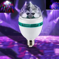 E27 3W RGB LED Laser Stage Light Crystal Magic Ball Roating Bröllopslampa för KTV Party DJ Disco House Clubs