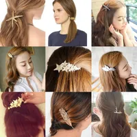 Kobiety Dziewczyny Moda Stop Klipy Włosów Złoto Plated Star Leaf Starfish Hairclip Hairpin Włosy Szpilki Party Biżuteria