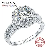 Yhamni Mode-sieraden Ring hebben S925 Stempel Real 925 Sterling Silver Ring Set 2 Carat CZ Diamond Trouwringen voor Dames 510