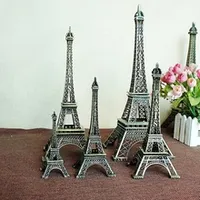Conjunto de 3 París Eiffel Tower Metal Crafts Souvenir Creativo Modelo de mesa Miniaturas Adornos de escritorio Vintage Figurine Home Decor
