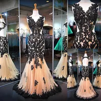 Привлекательный тюль Jewel Deckline Русалка вечерние платья с бисером кружевной аппликации Открыть обратно выпускное платье Vestidos de Fiesta Gala