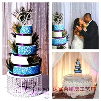 Support de gâteau de mariage en cristal 16 "supports de petit gâteau de gâteau de lustre rond pour la pièce maîtresse de mariage