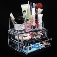 Partihandel-2016 Akryl Transparent kosmetisk arrangörslåda Makeup Case Lagring Sätt i hållarens juvelbox 18,8 x 10 x 5,7cm