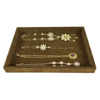 High Quality Velvet Jewelry Display Case Brown Necklace Bracelet Storage Organizer Tray Set Jewelry Display Flat Tray 35*24*3cm