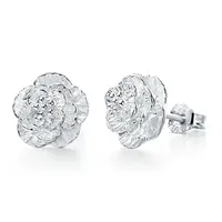 925 sterling silver earring mulher brinco claro 3 flor brincos de casamento requintado do vintage multa encantos