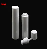 10pcs / lot Pure White Plastic Cosmetic Packing Airless Pump Bottle 50ml Empty Lotion Crema Emulsión Shampoo SPB88