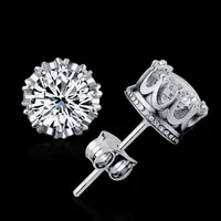 Nuevo arriver Fashion Jewelry 6MM Round 2 Carat Cubic Zirconia Silver Plated Earrings Stud para Mujeres