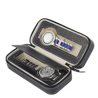 Zapinany na zamek luksusowy przechowywanie Case Organizer Leatherette 2 Slots Watch Box Case Portfel Design Storage Watches Box Sport Łatwy