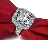 速い送料無料豪華な品質ダイヤモンドの結婚指輪素晴らしい8 CTクッションカット合成婚約指輪
