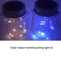 Wholesale- Solar Mason Twinkling String Light Lids, One Sting heeft 10 Stks Single Color LED kan willekeurig fonkelen