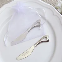 Персонализированные разбрасыватель нож для масла свадьба пользу для гостей индивидуальные помолвки подарки с органзы мешок выгравировать имя дата