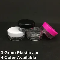 3Gram Limpar vazio Jar Amostra forma redonda 3ML Cosmetic Face Cream plástico transparente Jars presente Container White Clear Lid