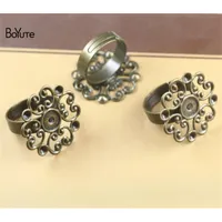 BoYuTe 20Pcs 23MM Flower Filigree Ring Base Settings Vintage Style Antique Bronze Plated Diy Jewelry Accessories Parts