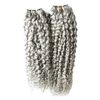 変態カーリーバージンヘアバンドル灰色の髪織り200g 2ピースの人間の髪の束ダブルサイド