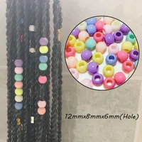 50pcs perles colorées dreadlock dread mélanger pince à manchette tresse cheveux trou 6mm