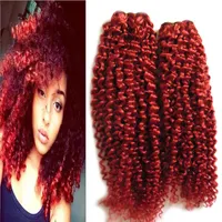 Mongolian Kinky Curly Hair Hair Hair Buntar Non Remy Afro Hair Extensions 200g 2st Red Weaving