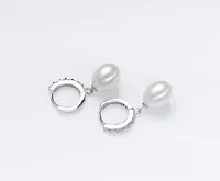 Oryginalne 8-9mm Saltwater White Pearl Kolczyk 925 Sterling Silver Earring