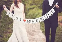CA КОРАБЛЬ Just Married Wedding Banner Set - Свадебные украшения для приема, девичника и Обручальное Фото Опора, Автомобильные украшения OSHIP
