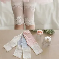 Yaz Kızlar Dantel Yamalı Pamuk Legging çocuk dantel jakarlı Prenses Kırpılmış Pantolon Elbise Ayak Giyim tozluk T0868