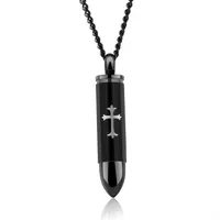 Schwarz plattiert 50mm kugelförmige Kreuz Feuerbestattung Urne Halskette aus Edelstahl 570mm + 50mm Verlängerungskette