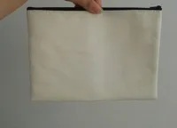 10ピース7 * 10インチホワイトコットンキャンバス化粧品バッグDIYの女性空白のジッパー化粧袋携帯電話クラッチバッグギフトオーガナイザーケース