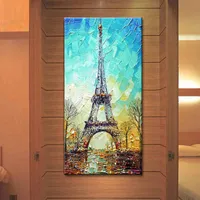 Eiffel hierro torre de alta calidad pintado a mano moderna decoración abstracta de la pared de la pared pintura al óleo sobre lienzo Multi Tamaños Lluvia Acepta Personalización