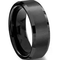 Anillo de banda de anillo de acero de titanio negro frío Anillo de acero inoxidable Anillo de dedo Joyería de moda para mujeres y hombre