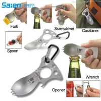 6-in-1 Multi-Function Bottle Opener Carabiner Screwdriver Hexagon Wrench Mountaineering Buckle Camping Survival Tool 50pcs DHL