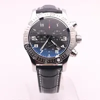 DHgate 선택된 공급 업체 뜨거운 판매 시계 남자 seawolf 크로노 블랙 다이얼 블랙 가죽 벨트 시계 쿼츠 시계 망 드레스 시계