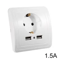 EU Plug Socket Panneau de prise de courant Dual USB Port 1.5A Wall Charger Adapter HS916 +